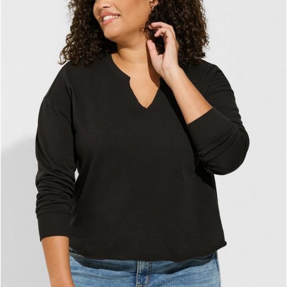 TORRID Relaxed Fit Cozy Fleece Notch Neck Crop Sweatshirt New